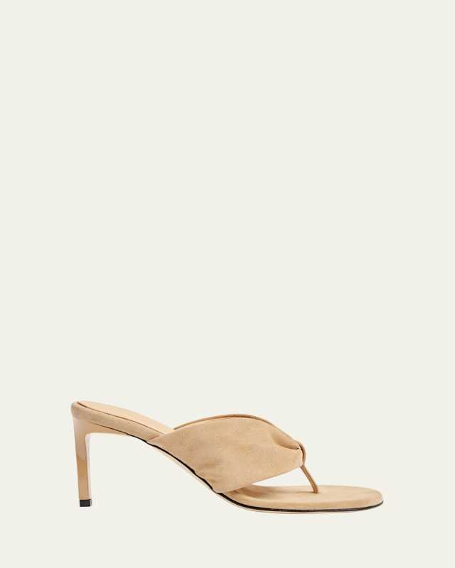 Suede Thong Stiletto Slide Sandals